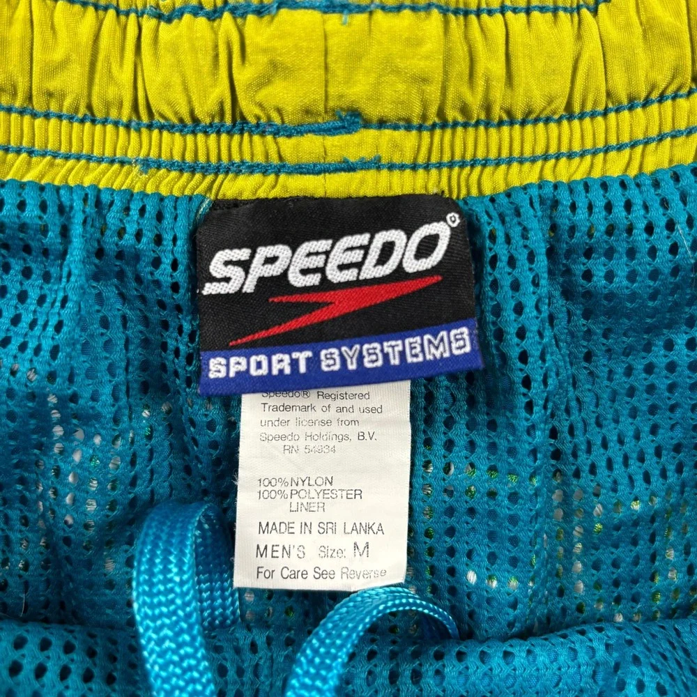 Vintage 1990s Speedo Embroidered Logo Board Shorts Teal Blue Mens Size Medium